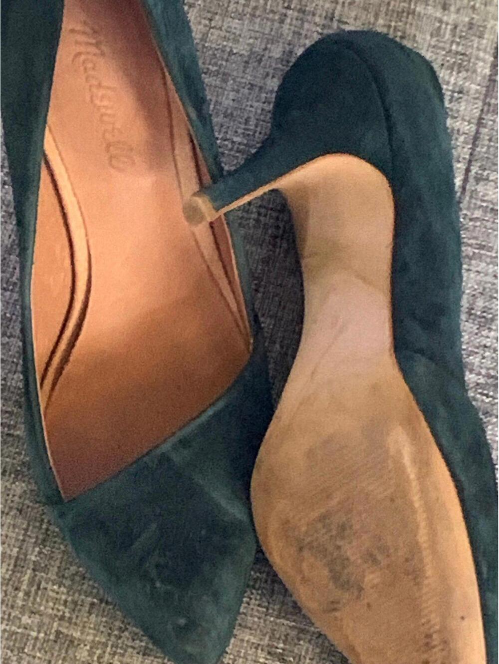 Green Heels Size 8 Beautiful Madewell suede heels - Picture 6 of 9
